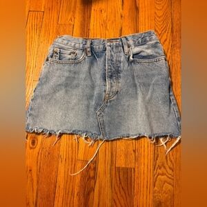 Denim Frayed Hem Mini Skirt